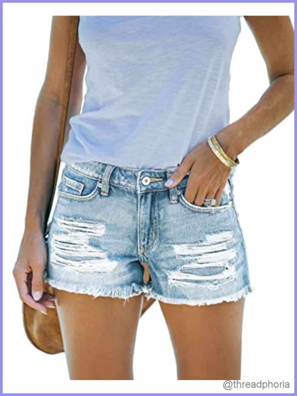 Mid Rise Stretchy Frayed Raw Hem Denim Jean Shorts